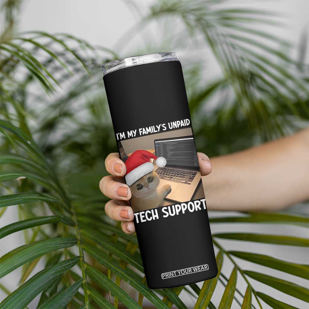 Funny Tech Support Cat Christmas Skinny Tumbler - Print Your Wear