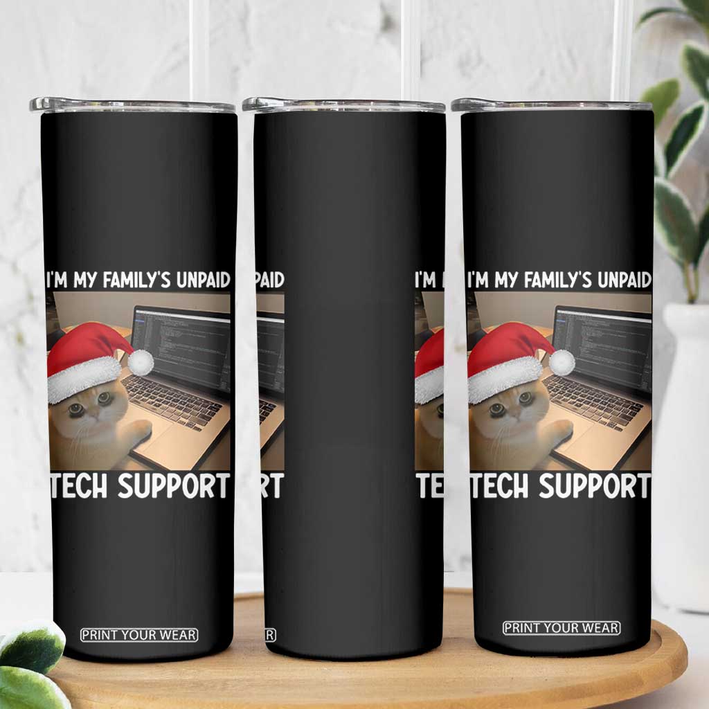 Funny Tech Support Cat Christmas Skinny Tumbler - Print Your Wear