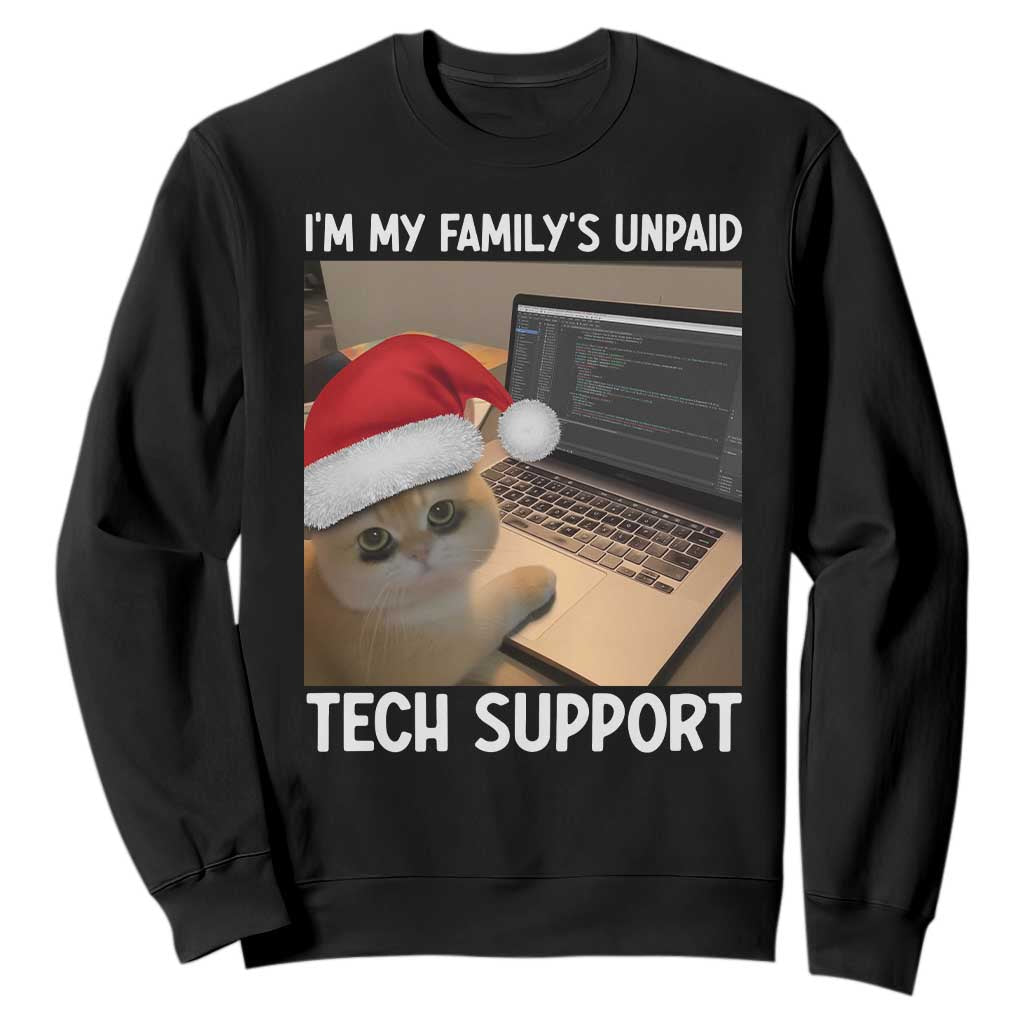 Funny Tech Support Cat Christmas Sweatshirt TS14 Black Print Your Wear