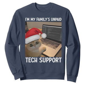 Funny Tech Support Cat Christmas Sweatshirt TS14 Navy Print Your Wear
