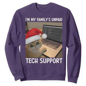 Funny Tech Support Cat Christmas Sweatshirt TS14 Purple Print Your Wear