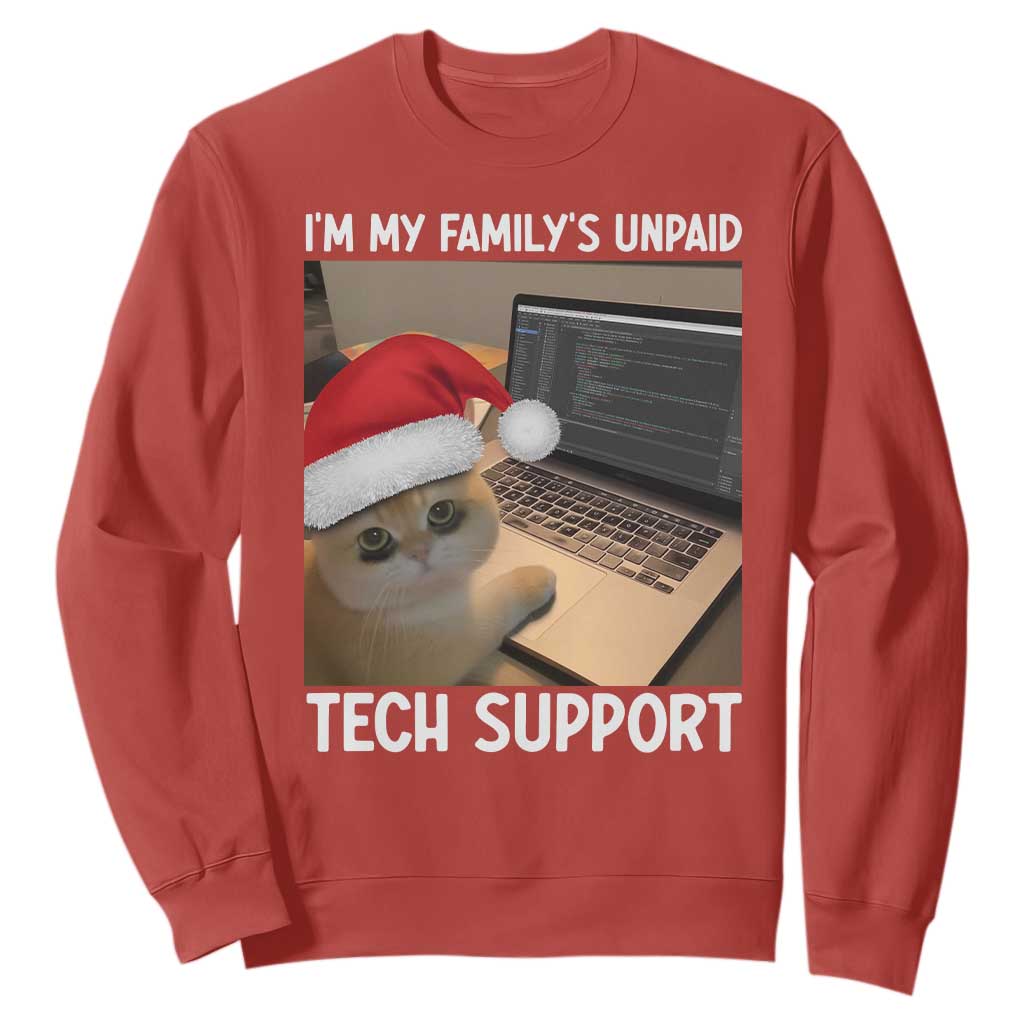 Funny Tech Support Cat Christmas Sweatshirt TS14 Red Print Your Wear
