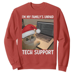 Funny Tech Support Cat Christmas Sweatshirt TS14 Red Print Your Wear