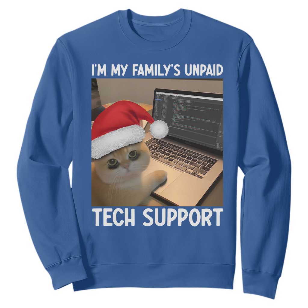 Funny Tech Support Cat Christmas Sweatshirt TS14 Royal Blue Print Your Wear