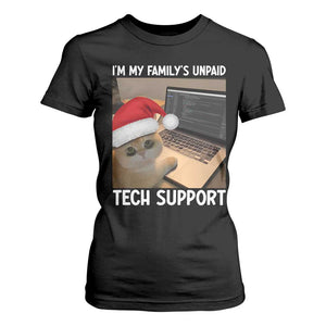 Funny Tech Support Cat Christmas T Shirt For Women TS14 Black Print Your Wear