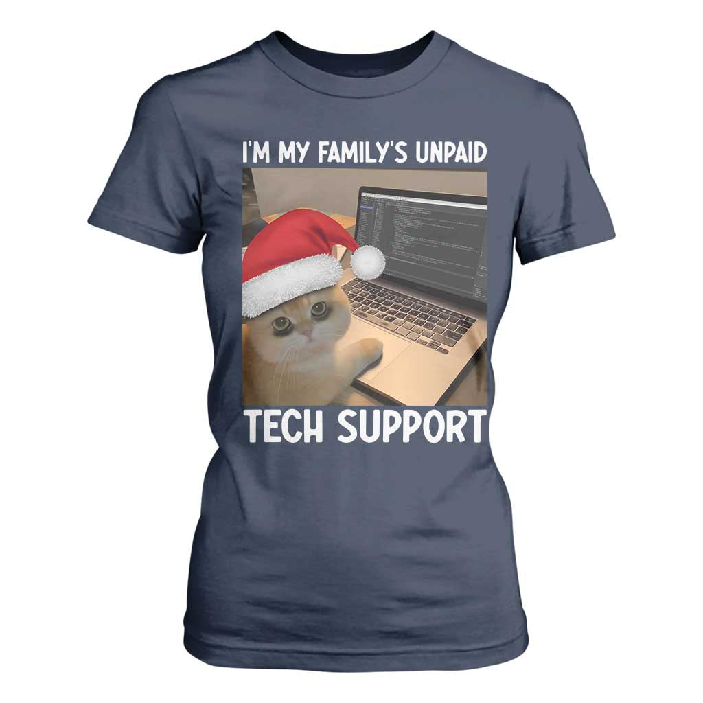 Funny Tech Support Cat Christmas T Shirt For Women TS14 Navy Print Your Wear