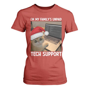 Funny Tech Support Cat Christmas T Shirt For Women TS14 Red Print Your Wear