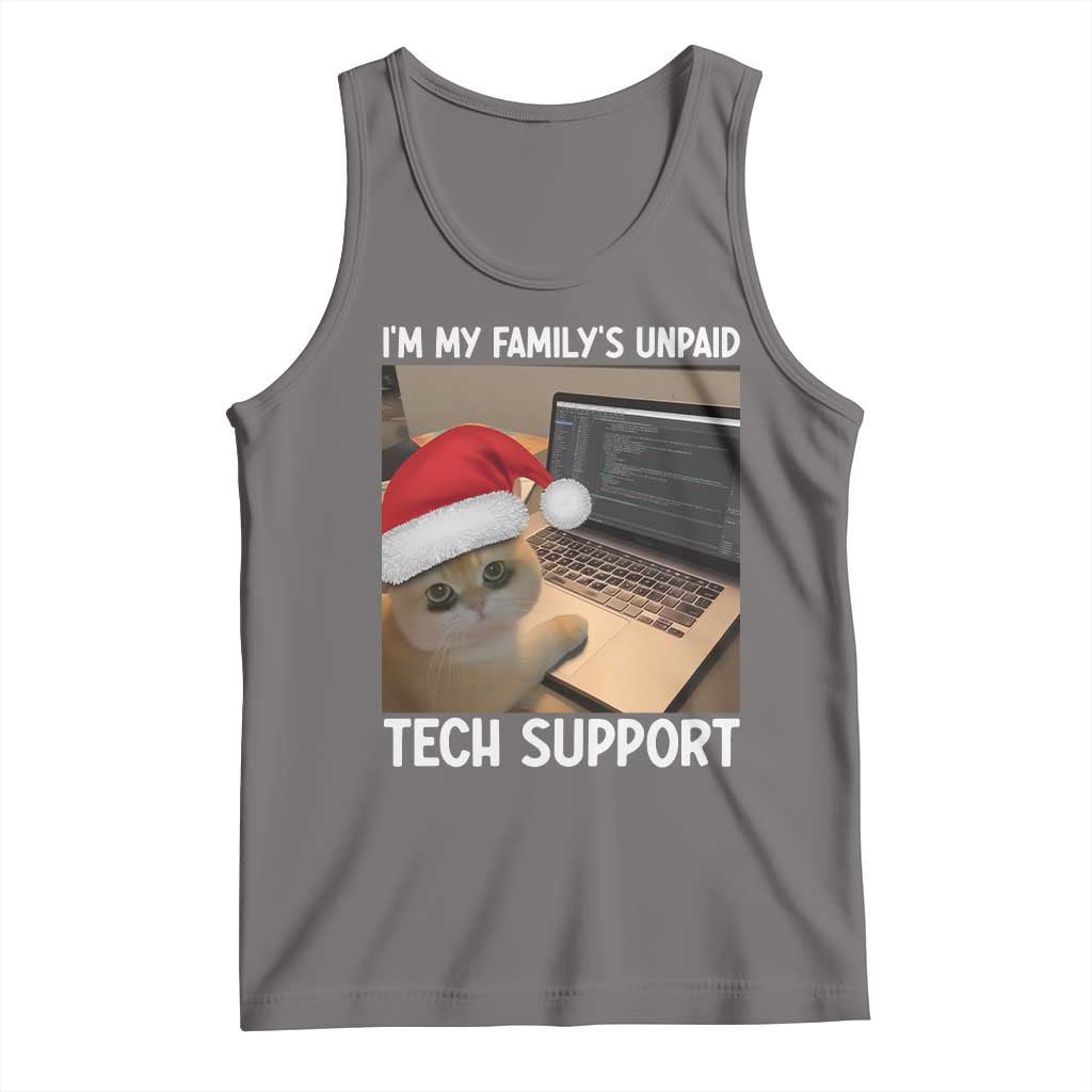 Funny Tech Support Cat Christmas Tank Top TS14 Deep Heather Print Your Wear