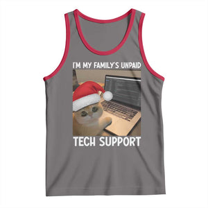 Funny Tech Support Cat Christmas Tank Top TS14 Deep Heather Red Print Your Wear