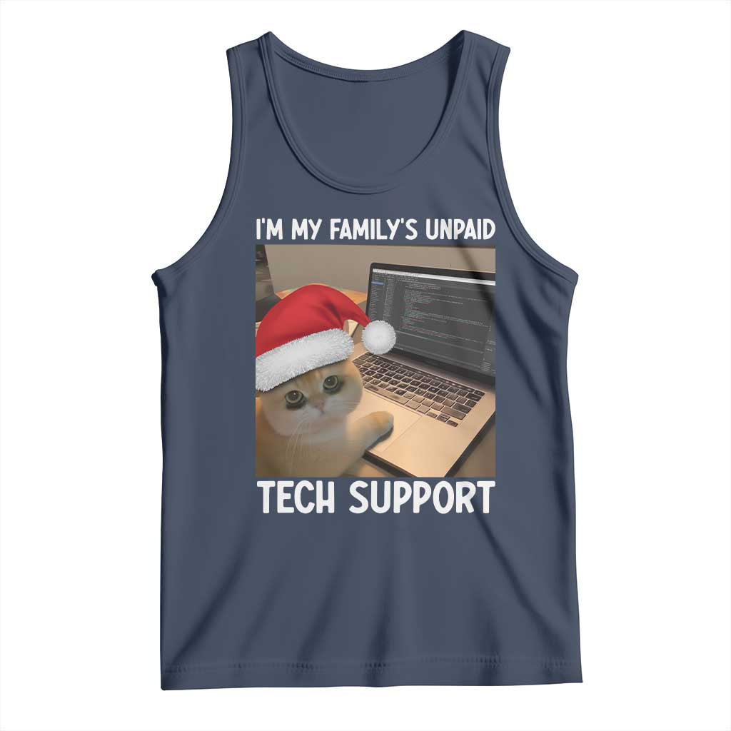 Funny Tech Support Cat Christmas Tank Top TS14 Navy Print Your Wear