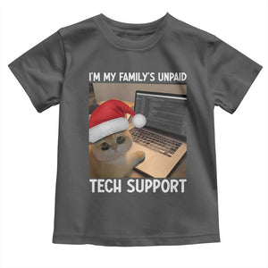 Funny Tech Support Cat Christmas Toddler T Shirt TS14 Dark Heather Print Your Wear