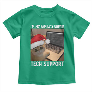 Funny Tech Support Cat Christmas Toddler T Shirt TS14 Irish Green Print Your Wear