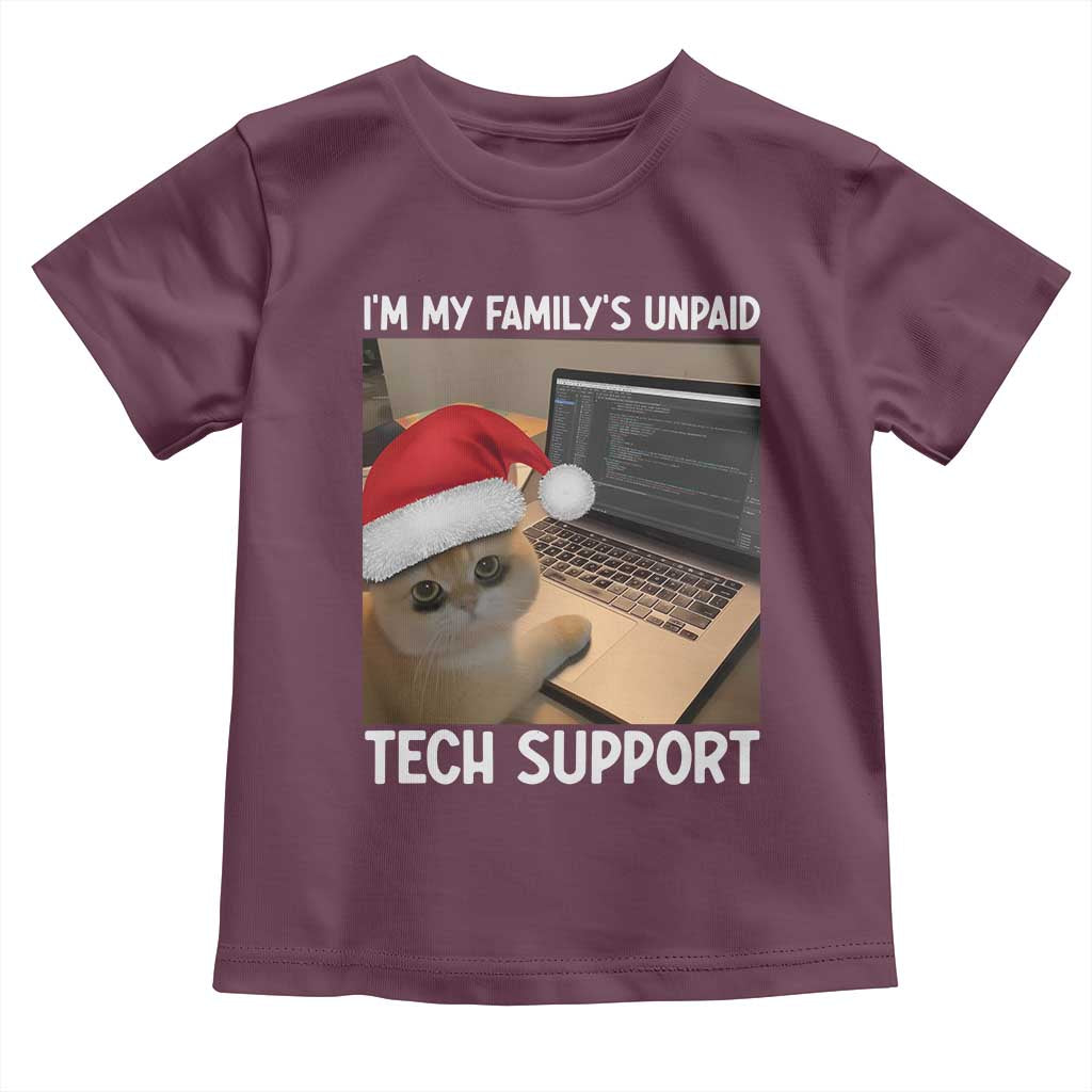 Funny Tech Support Cat Christmas Toddler T Shirt TS14 Maroon Print Your Wear