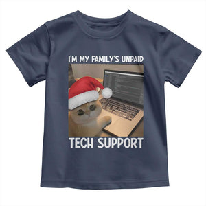 Funny Tech Support Cat Christmas Toddler T Shirt TS14 Navy Print Your Wear