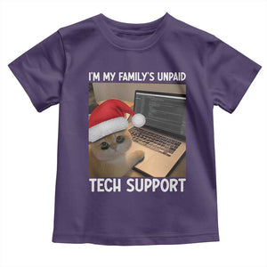 Funny Tech Support Cat Christmas Toddler T Shirt TS14 Purple Print Your Wear