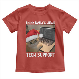 Funny Tech Support Cat Christmas Toddler T Shirt TS14 Red Print Your Wear