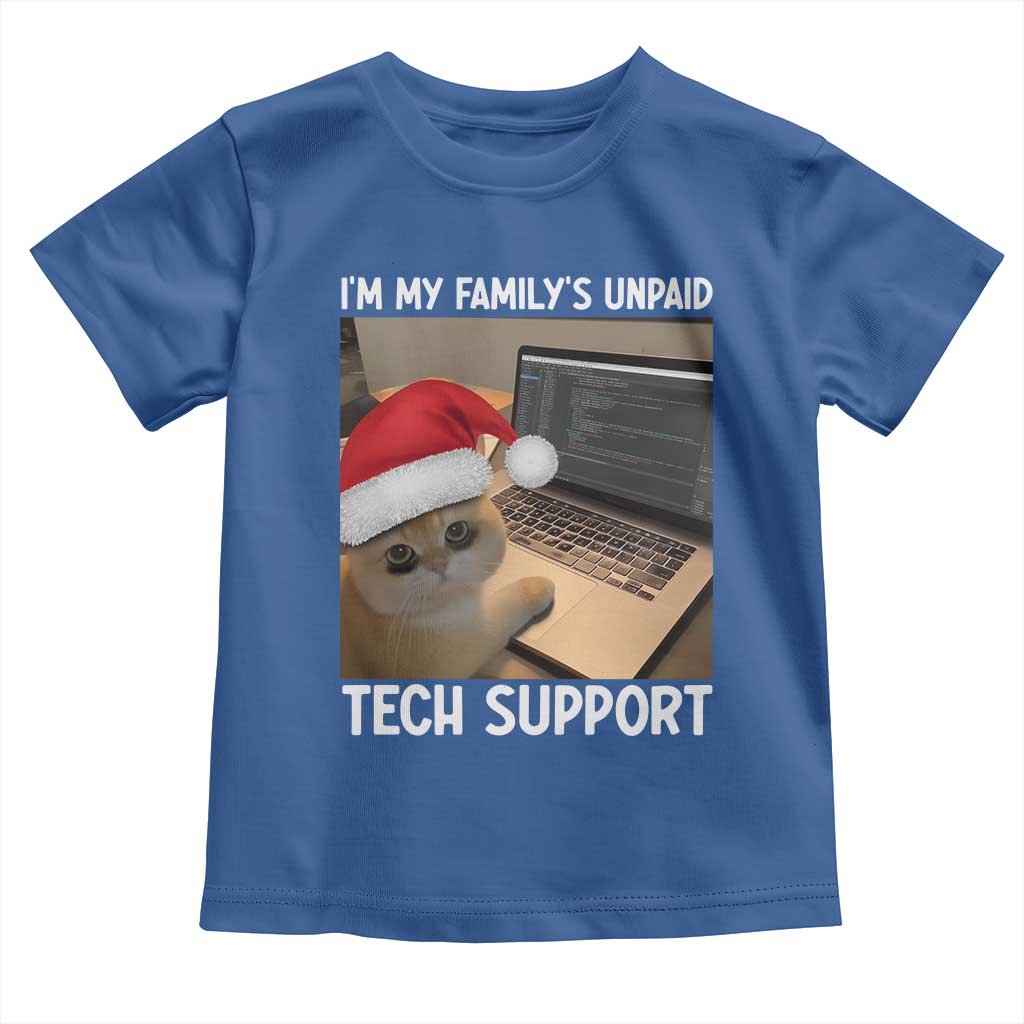 Funny Tech Support Cat Christmas Toddler T Shirt TS14 Royal Blue Print Your Wear