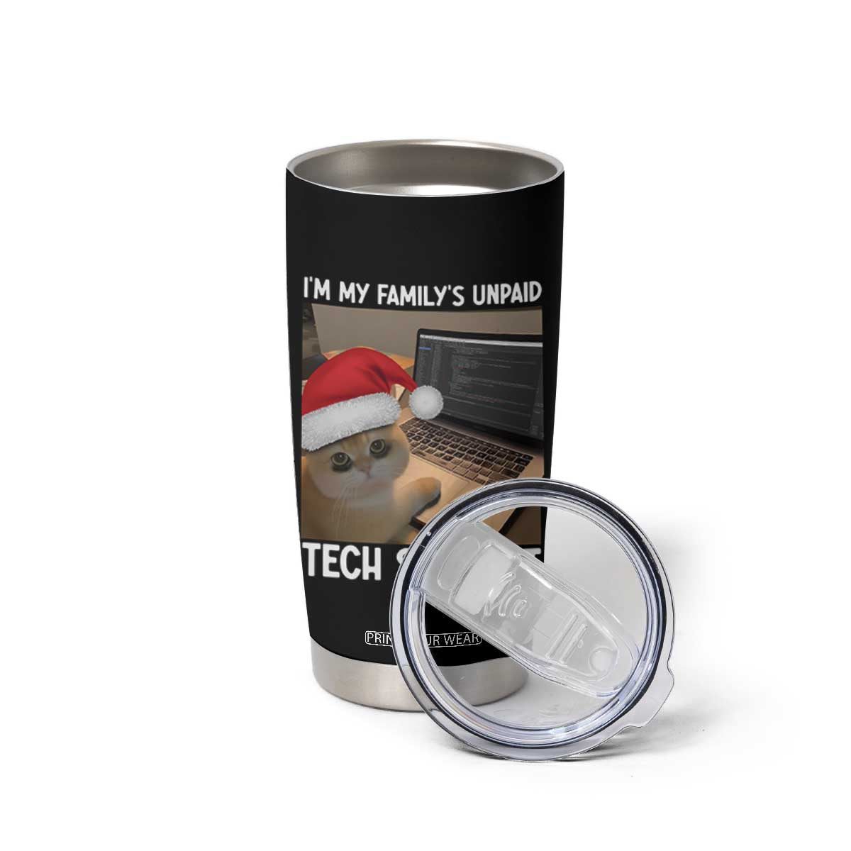 Funny Tech Support Cat Christmas Tumbler Cup TS14 Print Your Wear
