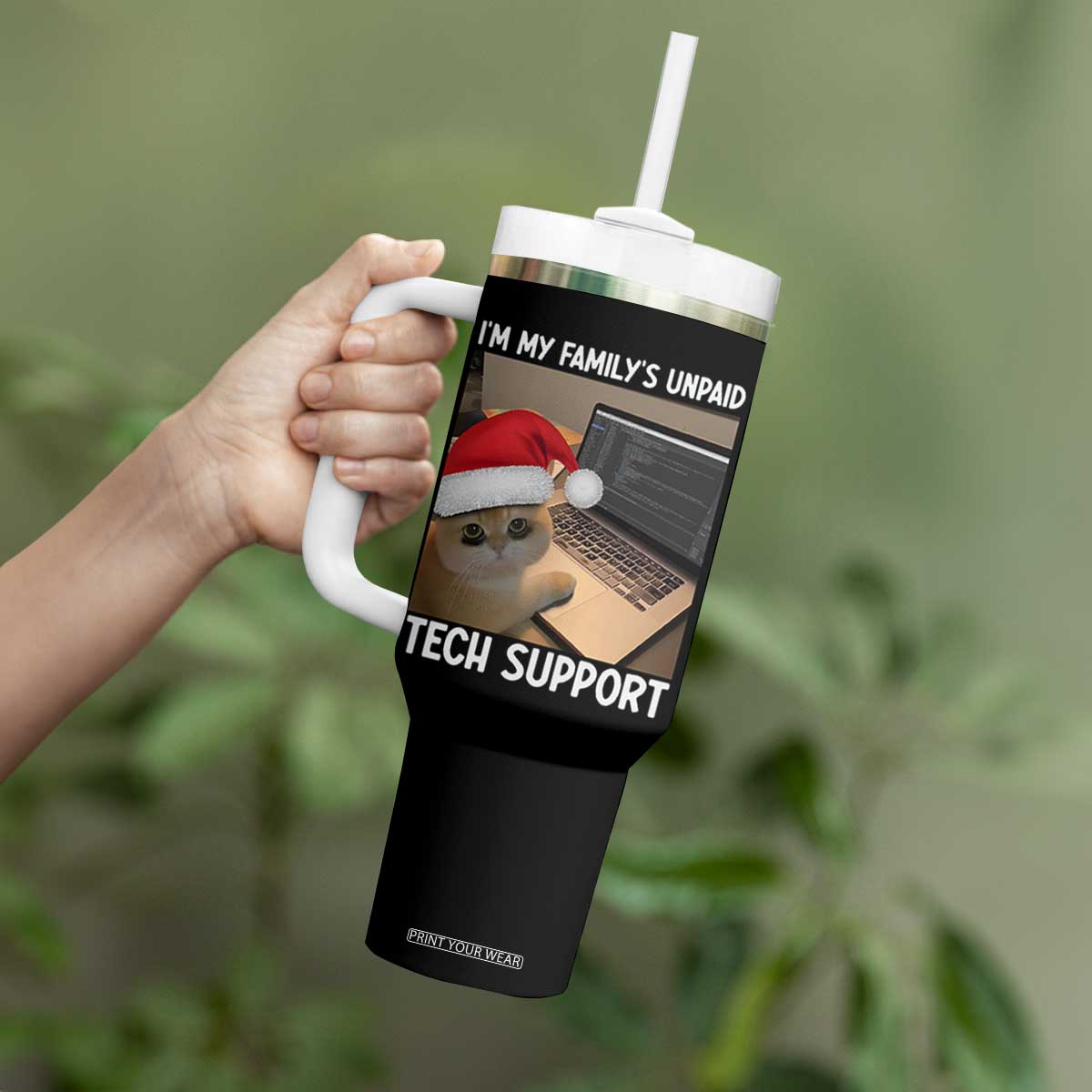Funny Tech Support Cat Christmas Tumbler With Handle TS14 Print Your Wear