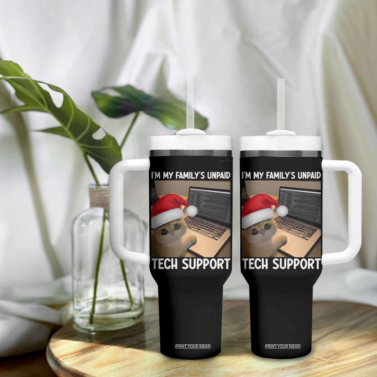 Funny Tech Support Cat Christmas Tumbler With Handle TS14 Print Your Wear