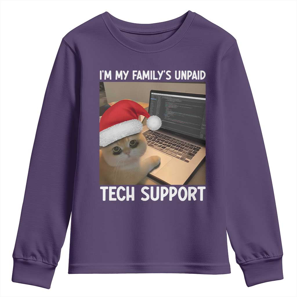 Funny Tech Support Cat Christmas Youth Sweatshirt TS14 Purple Print Your Wear