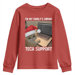 Funny Tech Support Cat Christmas Youth Sweatshirt TS14 Red Print Your Wear