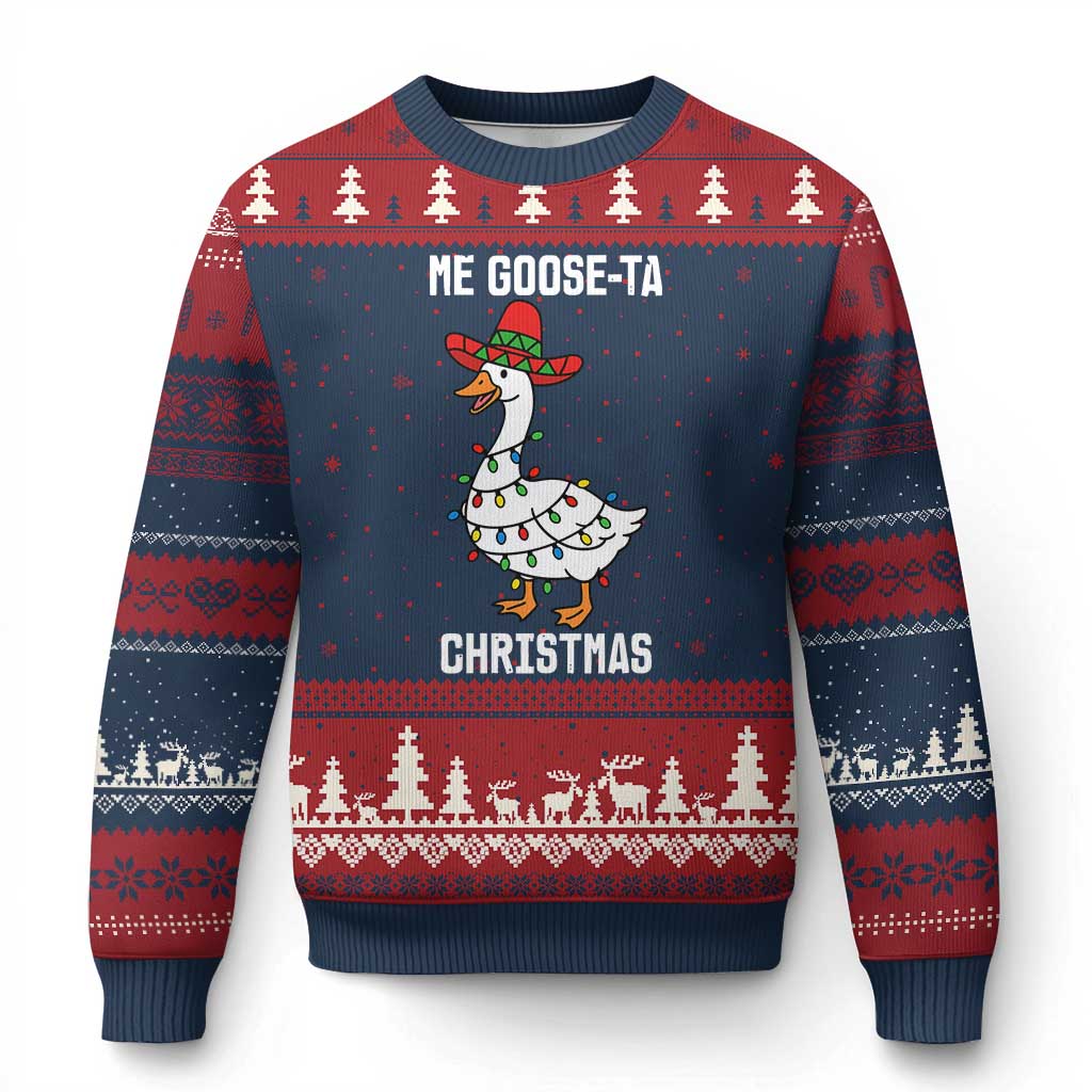 Me Goose Ta Ugly Christmas Sweater Funny Mexican Xmas TS14 Navy Red Print Your Wear