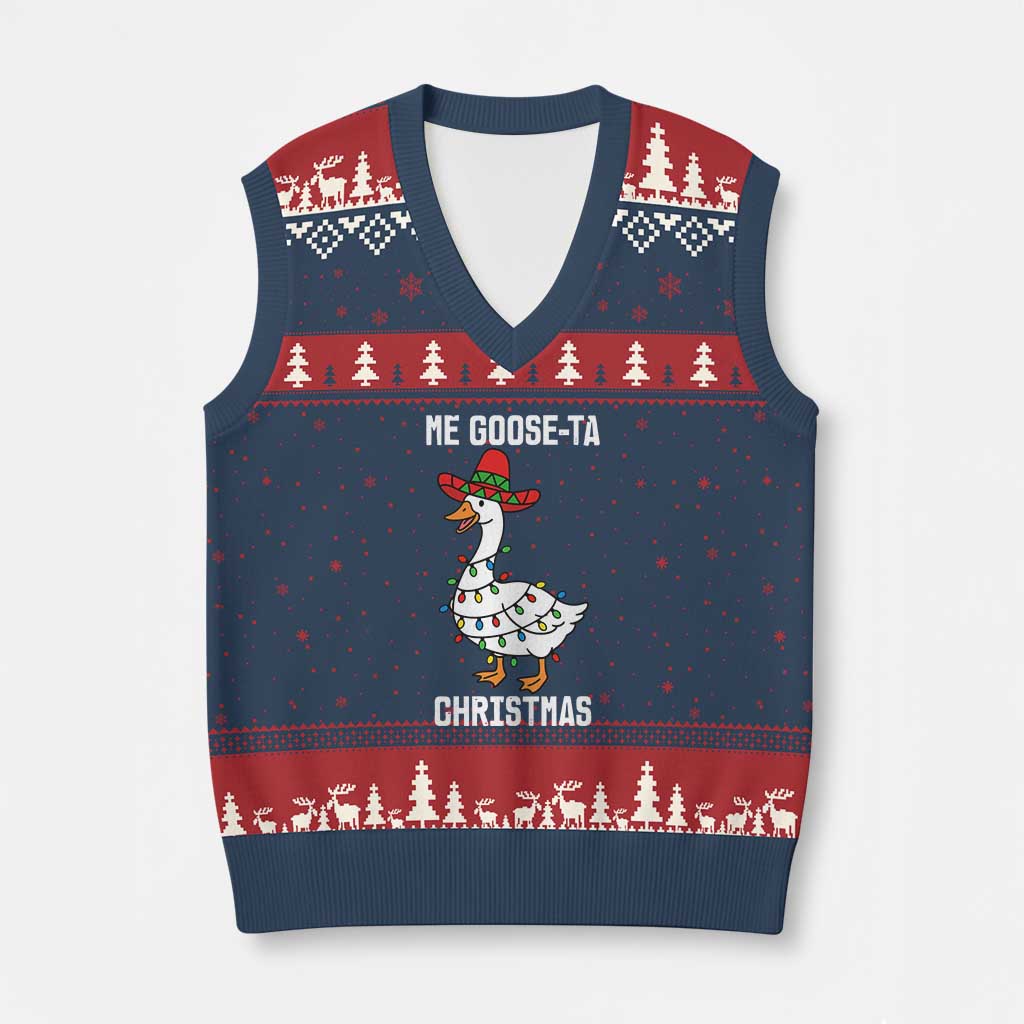 Me Goose Ta V-Neck Knit Sweater Vest Funny Mexican Xmas TS14 Navy Red Print Your Wear