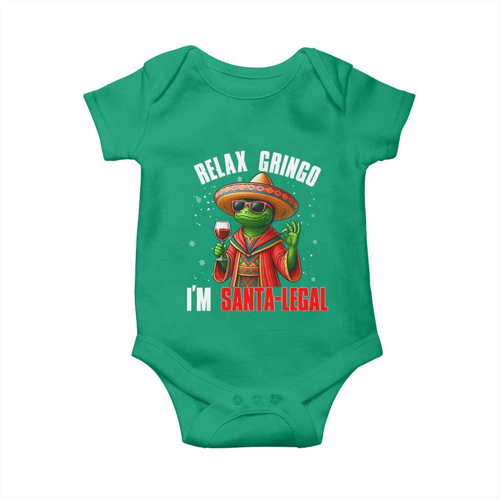 Funny Mexican Christmas Baby Onesie Relax Gringo I Am Legal TS14 Irish Green Print Your Wear
