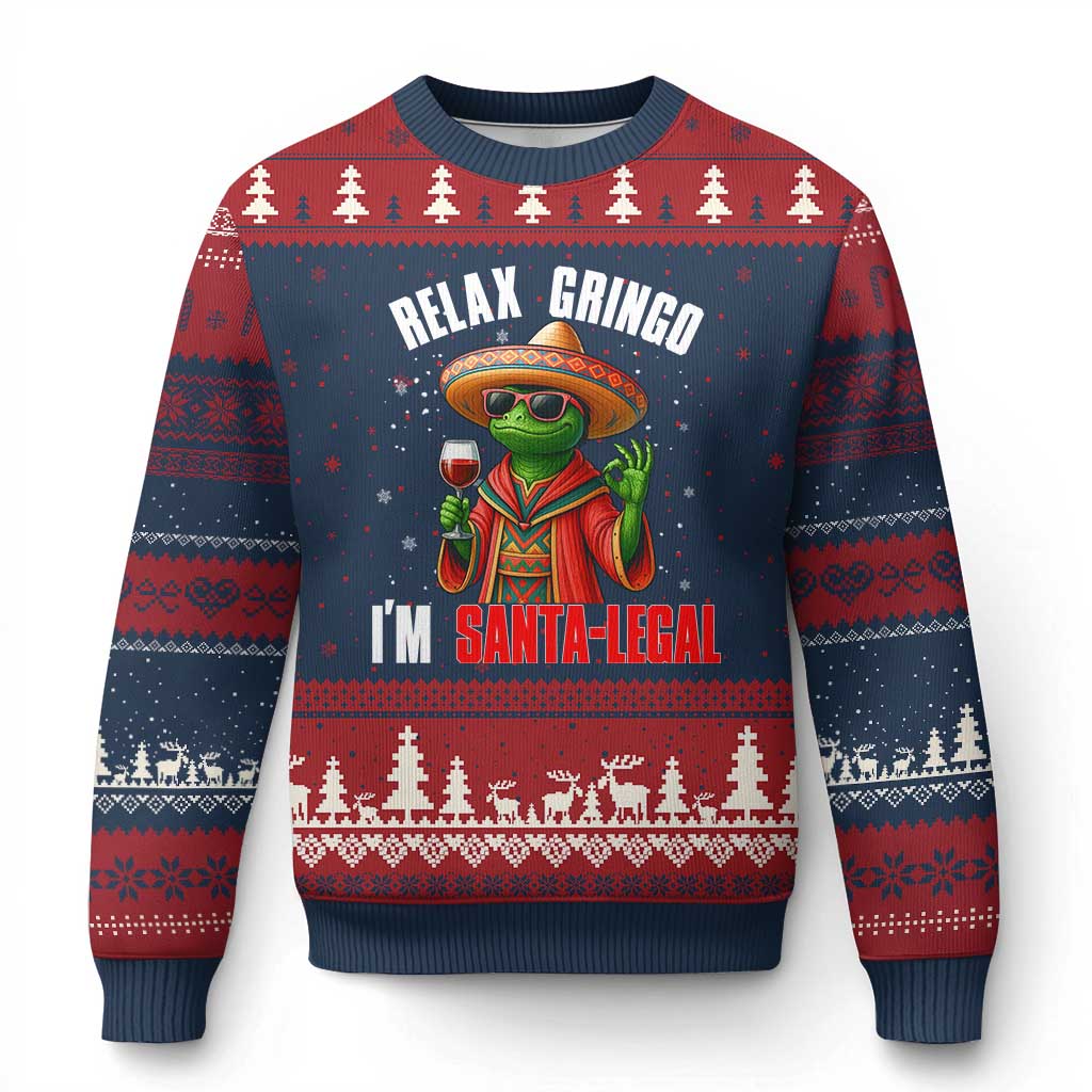 Funny Mexican Xmas Ugly Christmas Sweater Relax Gringo I Am Legal TS14 Navy Red Print Your Wear