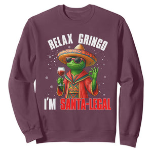Funny Mexican Christmas Sweatshirt Relax Gringo I Am Legal TS14 Maroon Print Your Wear