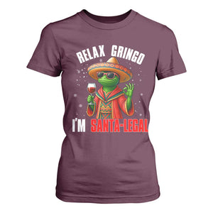 Funny Mexican Christmas T Shirt For Women Relax Gringo I Am Legal TS14 Maroon Print Your Wear