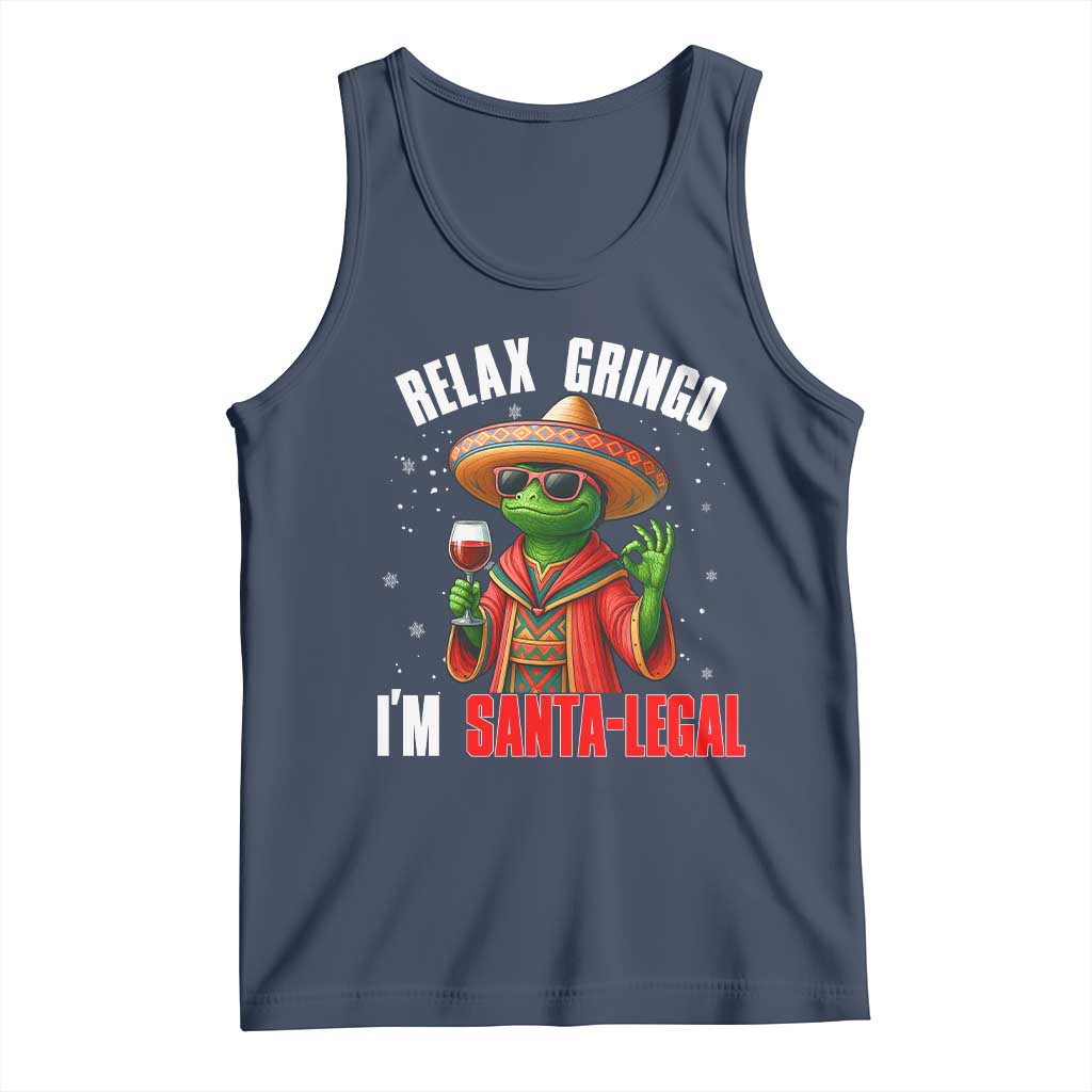 Funny Mexican Christmas Tank Top Relax Gringo I Am Legal TS14 Navy Print Your Wear
