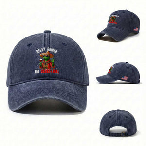 Funny Mexican Christmas Washed Cotton Baseball Cap Relax Gringo I Am Legal TS14 Washed Cap Universal Fit Navy Print Your Wear