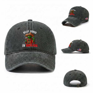 Funny Mexican Christmas Washed Cotton Baseball Cap Relax Gringo I Am Legal TS14 Washed Cap Universal Fit Dark Green Print Your Wear