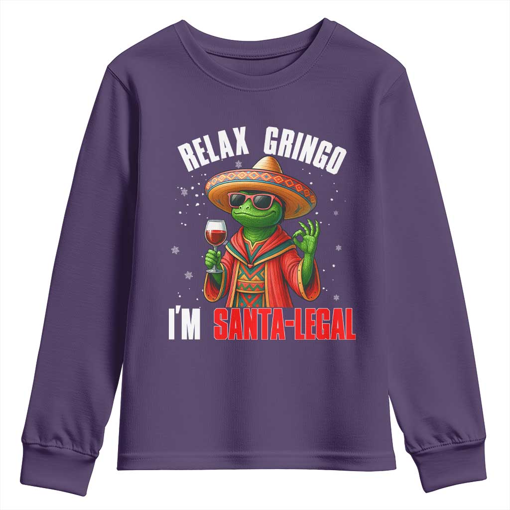 Funny Mexican Christmas Youth Sweatshirt Relax Gringo I Am Legal TS14 Purple Print Your Wear