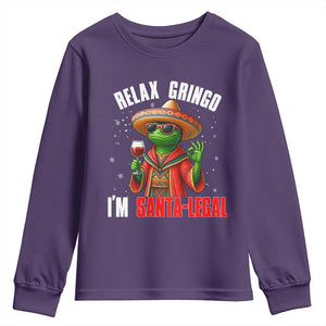 Funny Mexican Christmas Youth Sweatshirt Relax Gringo I Am Legal TS14 Purple Print Your Wear