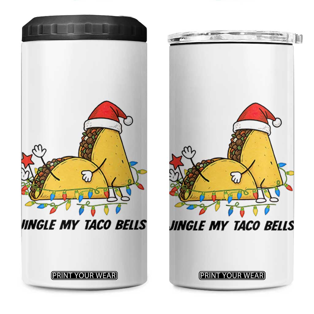 Funny Taco Christmas 4 in 1 Can Cooler Tumbler Jingle My Taco Bells - Print Your Wear