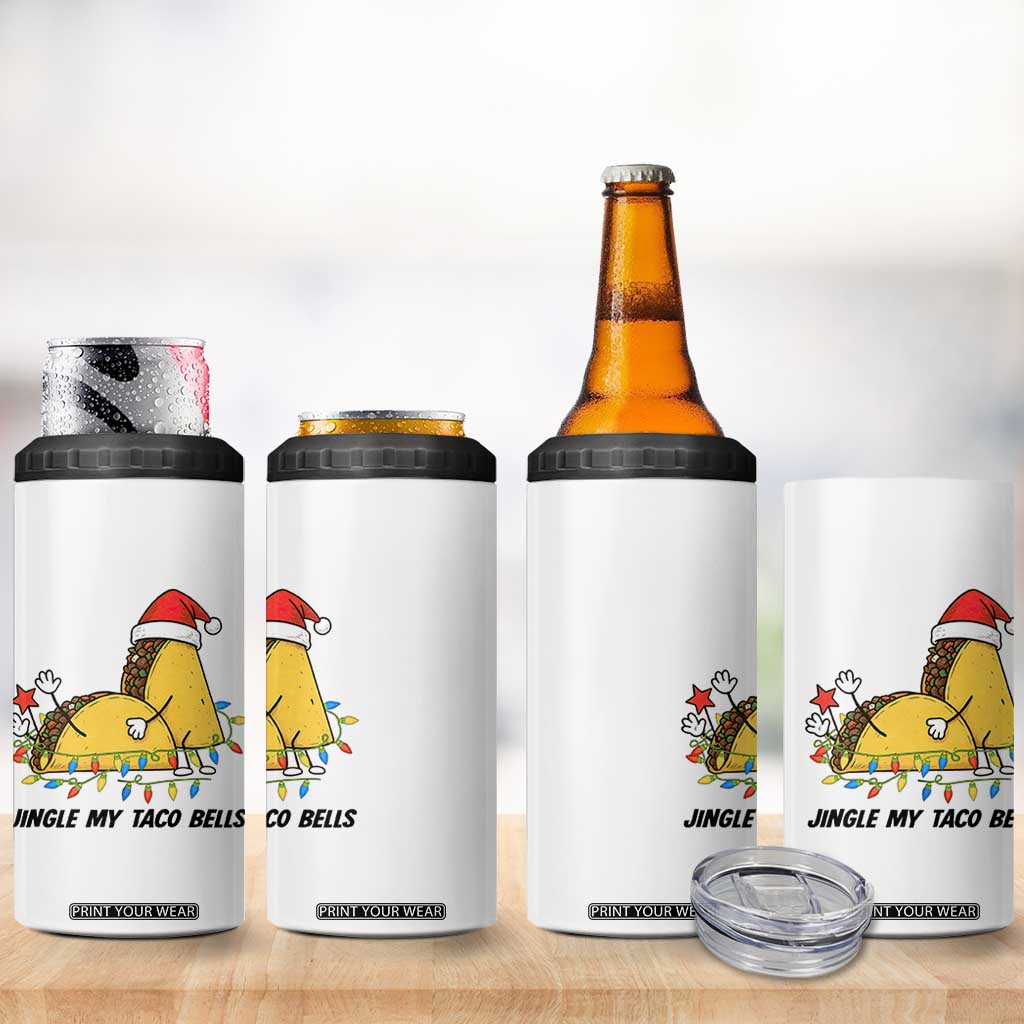 Funny Taco Christmas 4 in 1 Can Cooler Tumbler Jingle My Taco Bells - Print Your Wear
