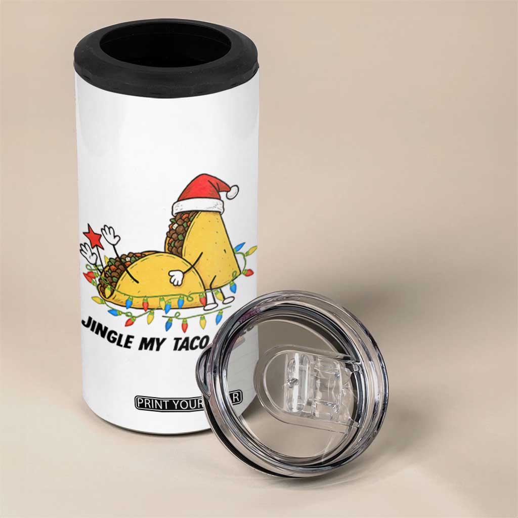 Funny Taco Christmas 4 in 1 Can Cooler Tumbler Jingle My Taco Bells - Print Your Wear