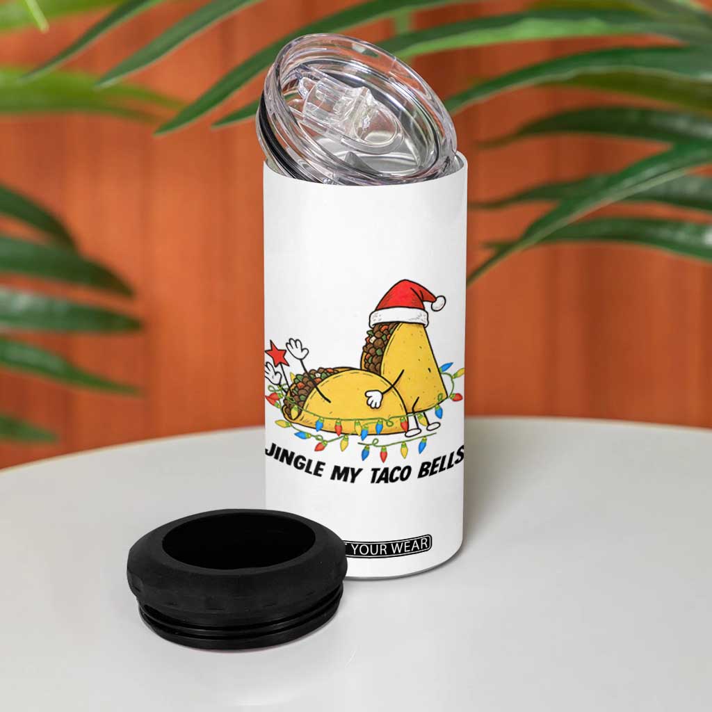 Funny Taco Christmas 4 in 1 Can Cooler Tumbler Jingle My Taco Bells - Print Your Wear