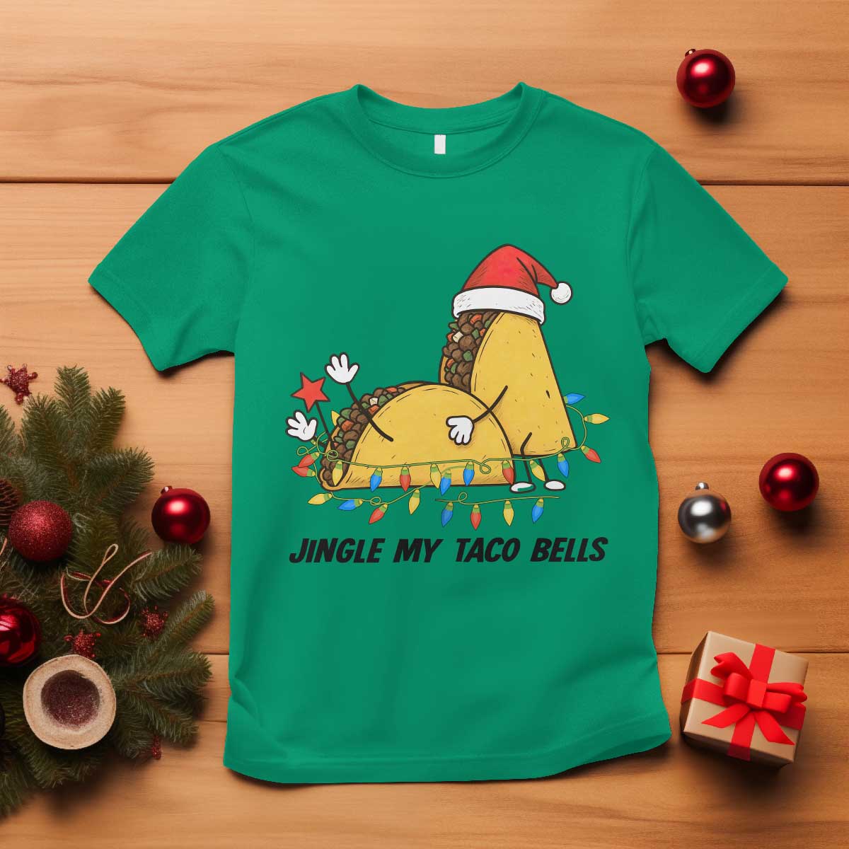 Funny Taco Christmas T Shirt Jingle My Taco Bells TS14 Irish Green Print Your Wear