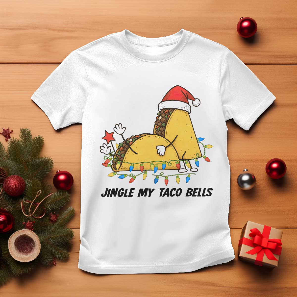 Funny Taco Christmas T Shirt Jingle My Taco Bells TS14 White Print Your Wear