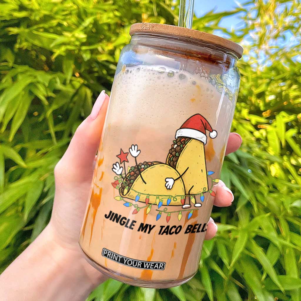 Funny Taco Christmas Glass Can Jingle My Taco Bells - Print Your Wear