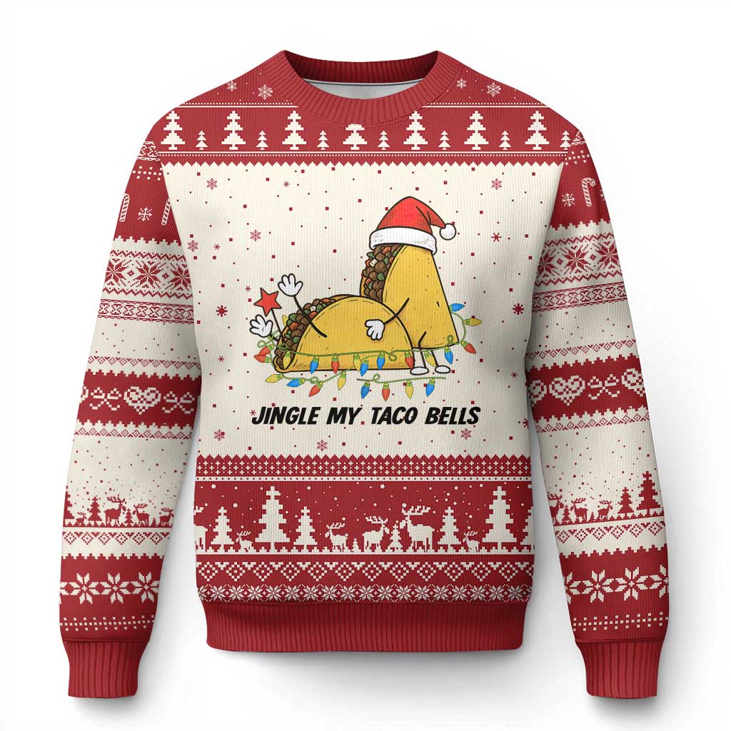 Funny Taco Xmas Ugly Christmas Sweater Jingle My Taco Bells TS14 Beige Red Print Your Wear