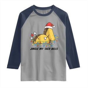 Funny Taco Christmas Raglan Shirt Jingle My Taco Bells TS14 Sport Gray Navy Print Your Wear