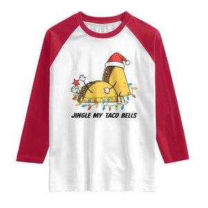 Funny Taco Christmas Raglan Shirt Jingle My Taco Bells TS14 White Red Print Your Wear