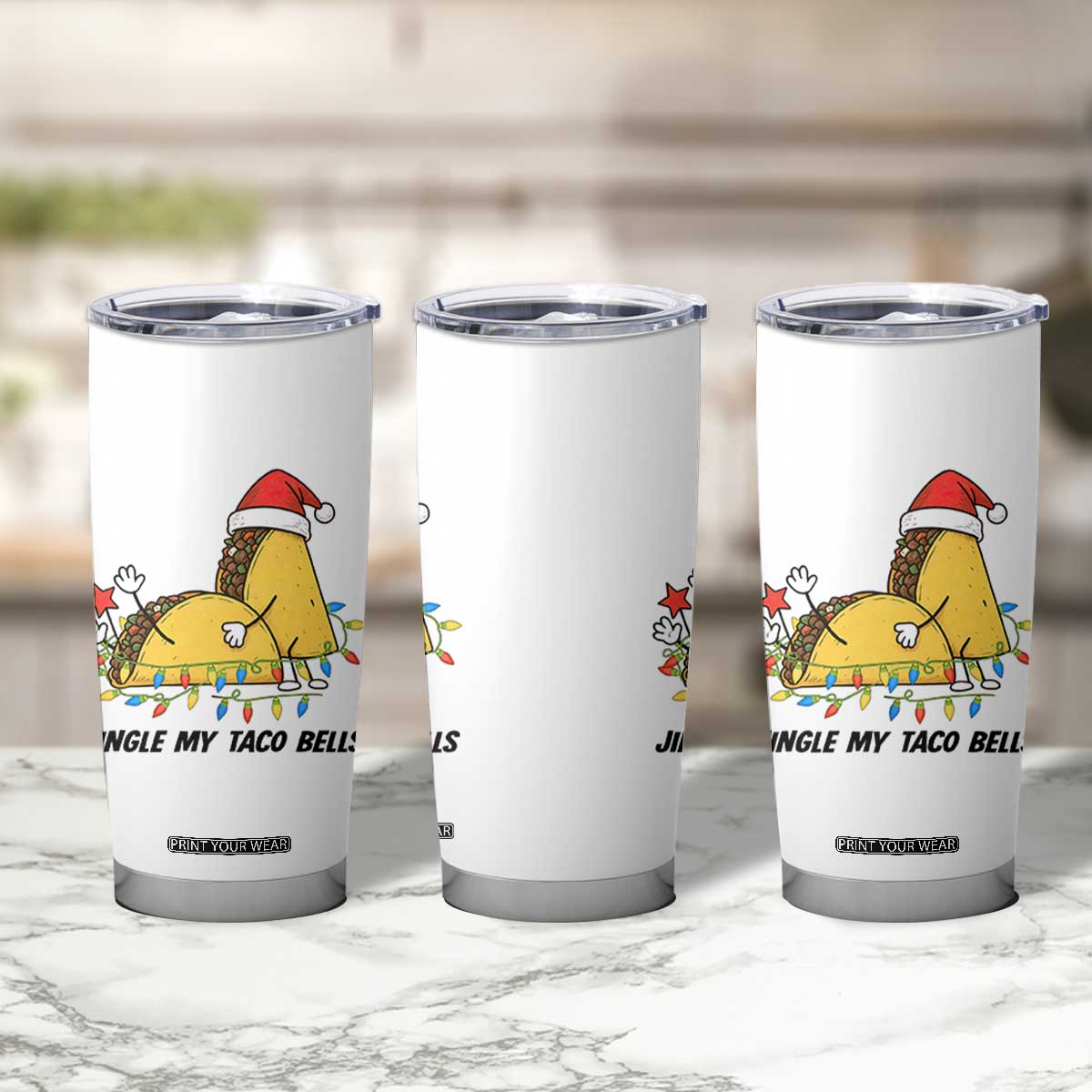 Funny Taco Christmas Tumbler Cup Jingle My Taco Bells - Print Your Wear