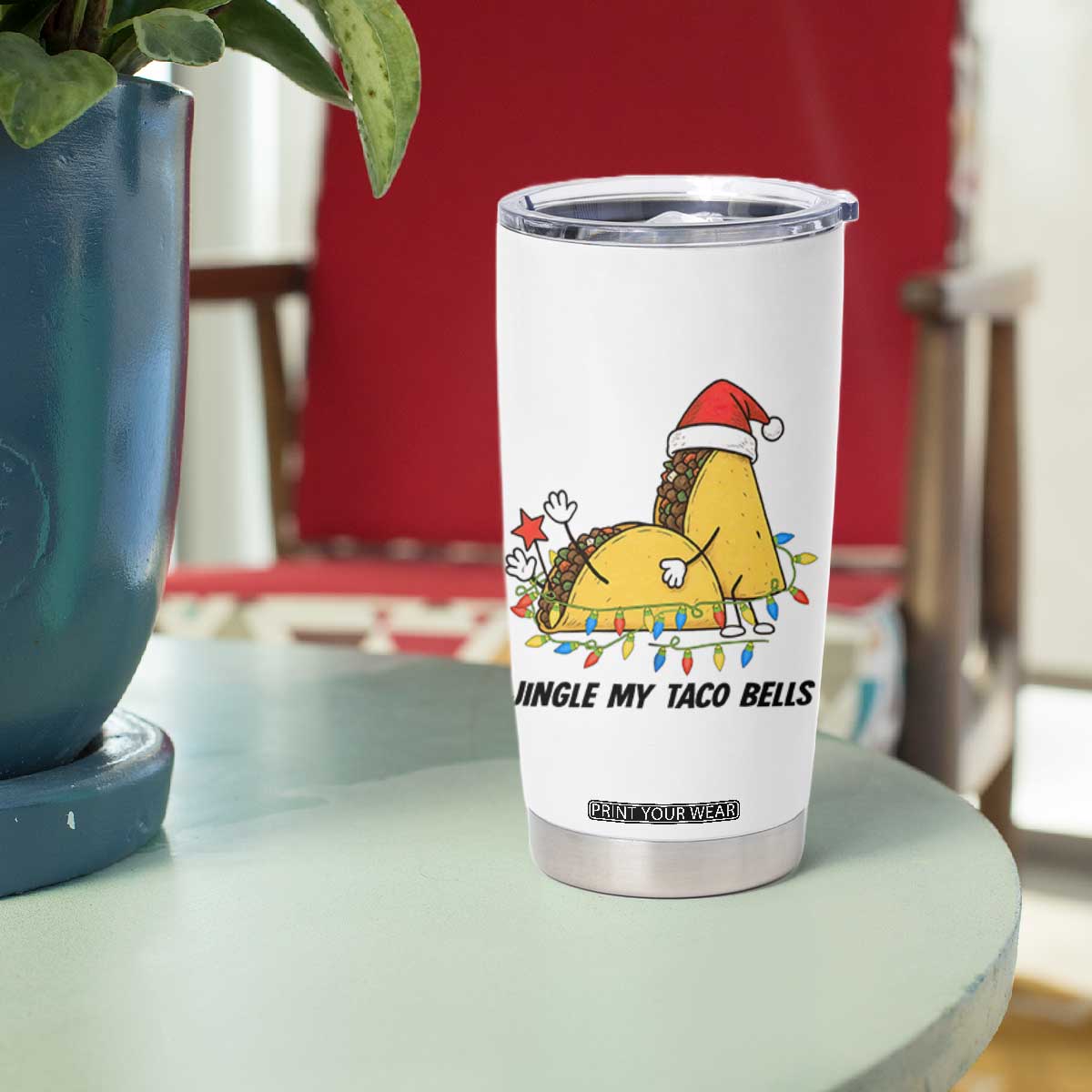 Funny Taco Christmas Tumbler Cup Jingle My Taco Bells - Print Your Wear