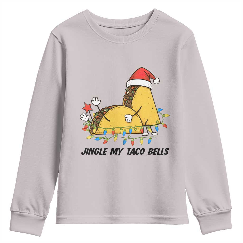 Funny Taco Christmas Youth Sweatshirt Jingle My Taco Bells TS14 Ice Gray Print Your Wear